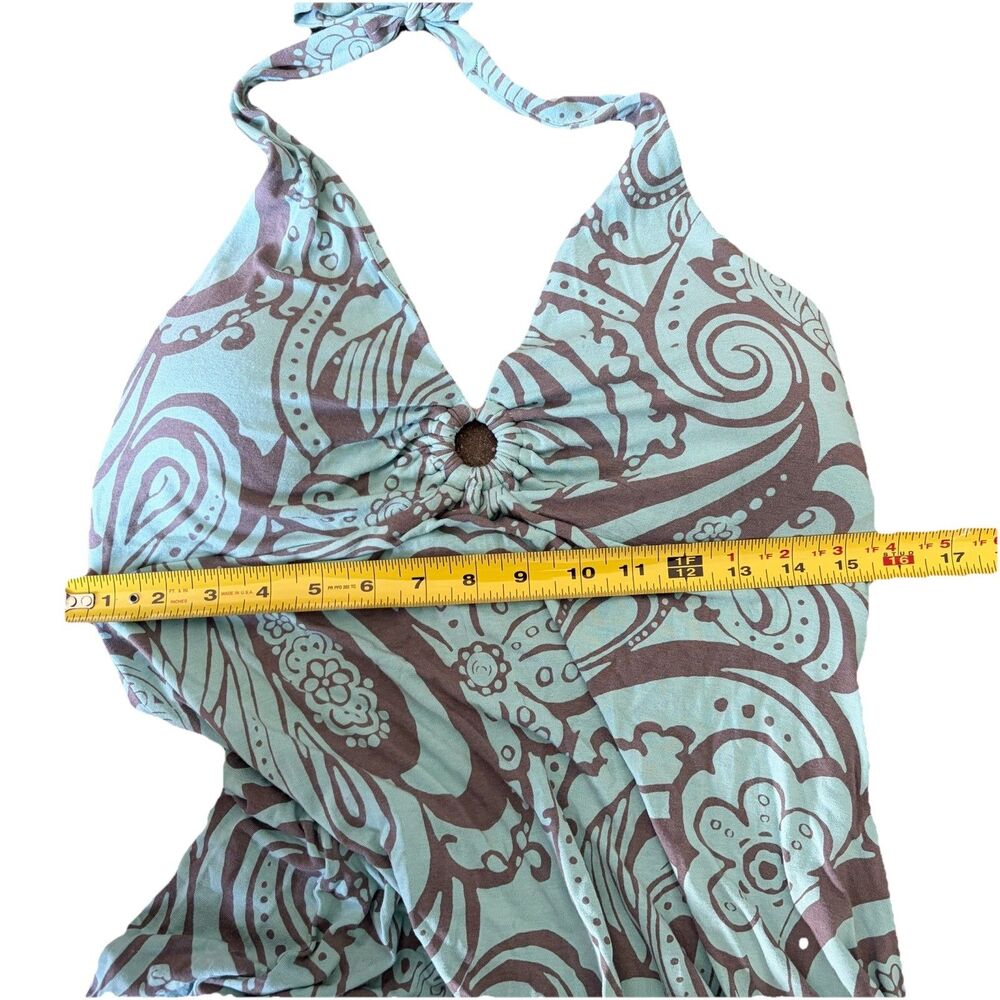 Tommy Bahama Hawaiian Halter Sundress Sz M Blue Tropical Cotton Travel Vacation - Picture 5 of 6
